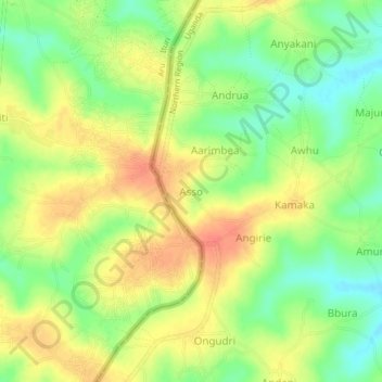 Mappa topografica Asso, altitudine, rilievo
