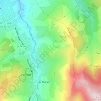 Mappa topografica Vergelas, altitudine, rilievo