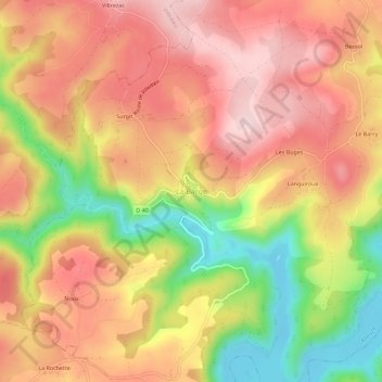 Mappa topografica La Barge, altitudine, rilievo