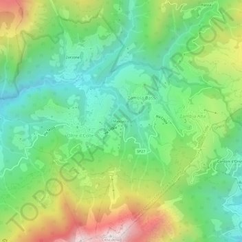 Mappa topografica Mincucco, altitudine, rilievo