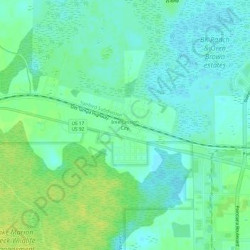Mappa topografica Intercession City, altitudine, rilievo