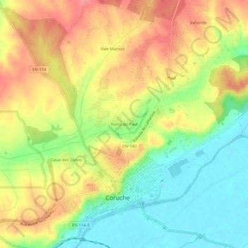 Mappa topografica Foros do Paul, altitudine, rilievo