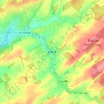 Mappa topografica Achet, altitudine, rilievo