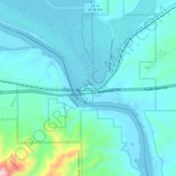 Mappa topografica Topock, altitudine, rilievo