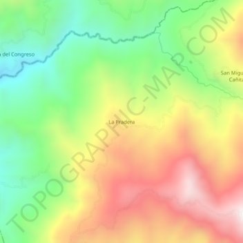 Mappa topografica La Pradera, altitudine, rilievo