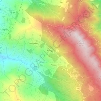 Mappa topografica Rimaggio, altitudine, rilievo