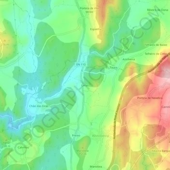 Mappa topografica Ceras, altitudine, rilievo