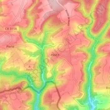 Mappa topografica Holtz, altitudine, rilievo