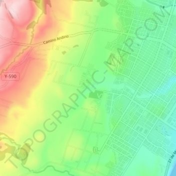 Mappa topografica Monte Verde, altitudine, rilievo