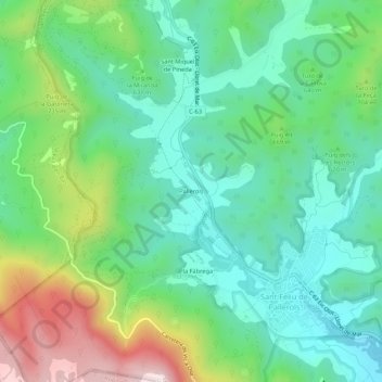 Mappa topografica Pallerols, altitudine, rilievo