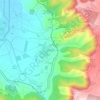 Mappa topografica Artómaña, altitudine, rilievo