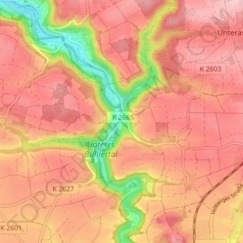 Mappa topografica Oberscheffach, altitudine, rilievo