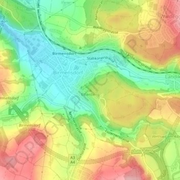 Mappa topografica Ettenberg, altitudine, rilievo