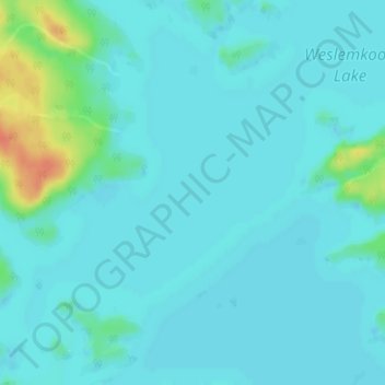 Mappa topografica Weslemkoon Lake, altitudine, rilievo