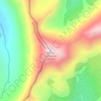 Mappa topografica Mount Democrat, altitudine, rilievo