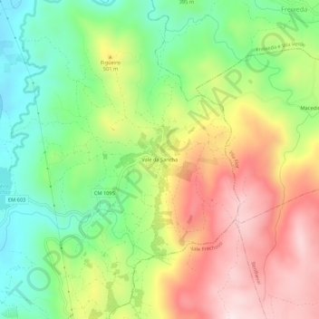 Mappa topografica Vale da Sancha, altitudine, rilievo