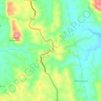 Mappa topografica Ilihan, altitudine, rilievo