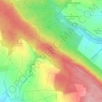 Mappa topografica Luenberg, altitudine, rilievo