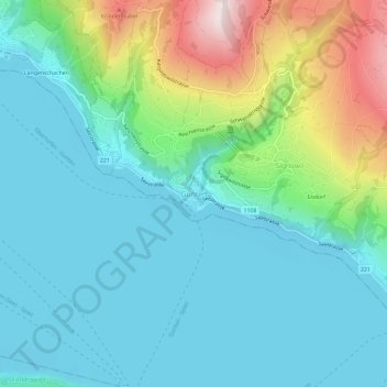 Mappa topografica Gunten, altitudine, rilievo