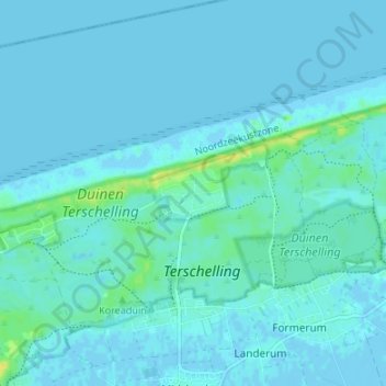 Mappa topografica Midsland aan Zee, altitudine, rilievo