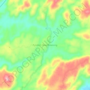 Mappa topografica Pyndem Mawthawiong, altitudine, rilievo