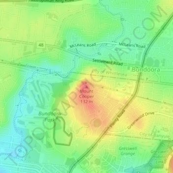 Mappa topografica Mount Cooper, altitudine, rilievo