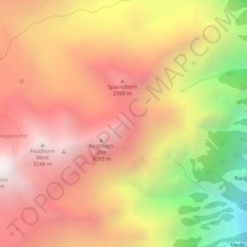 Mappa topografica P3014, altitudine, rilievo