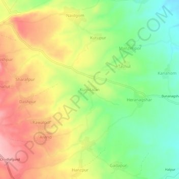 Mappa topografica Kumdalan, altitudine, rilievo