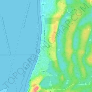 Mappa topografica Pyla-sur-Mer, altitudine, rilievo