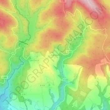 Mappa topografica Cals Haut, altitudine, rilievo