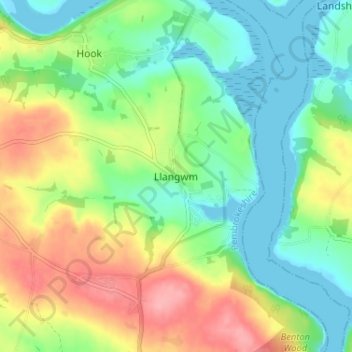 Mappa topografica Llangwm, altitudine, rilievo