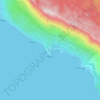 Mappa topografica Igrane, altitudine, rilievo