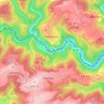 Mappa topografica Mäerkelzer Millen, altitudine, rilievo