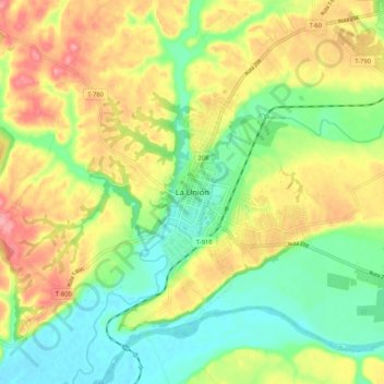 Mappa topografica La Unión, altitudine, rilievo