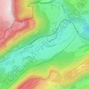 Mappa topografica Vallorbe, altitudine, rilievo