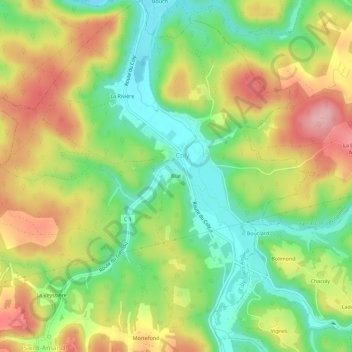 Mappa topografica Biat, altitudine, rilievo