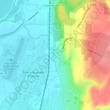 Mappa topografica Meyrol, altitudine, rilievo