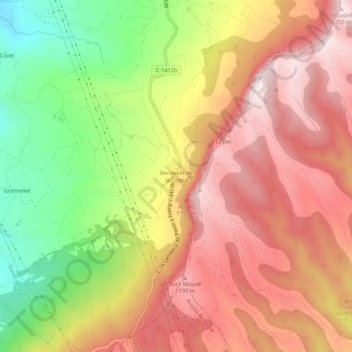 Mappa topografica Benavent de la Conca, altitudine, rilievo