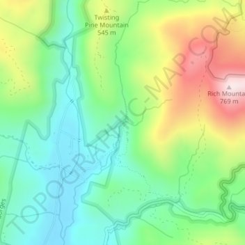 Mappa topografica Twin Falls, altitudine, rilievo