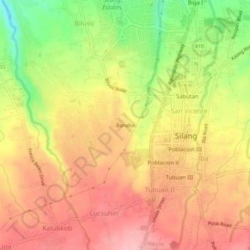 Mappa topografica San Miguel II, altitudine, rilievo