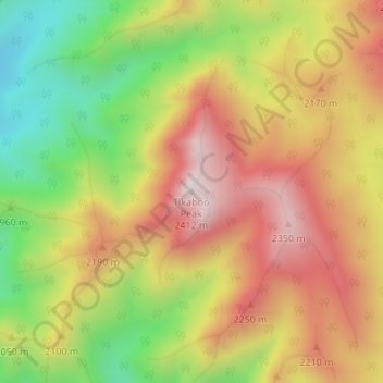 Mappa topografica Tikaboo Peak, altitudine, rilievo