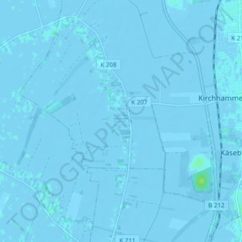 Mappa topografica Süderfeld, altitudine, rilievo