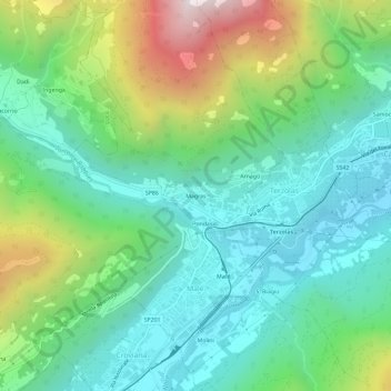 Mappa topografica Magras, altitudine, rilievo