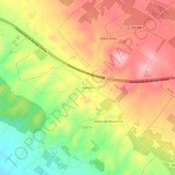 Mappa topografica Avenida, altitudine, rilievo