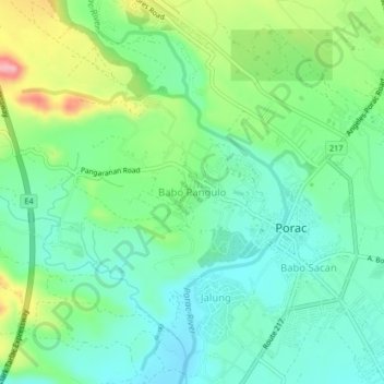 Mappa topografica Babo Pangulo, altitudine, rilievo