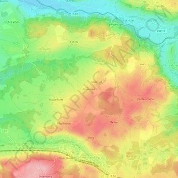 Mappa topografica Unterried, altitudine, rilievo