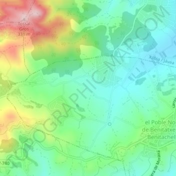 Mappa topografica Coma Breco, altitudine, rilievo