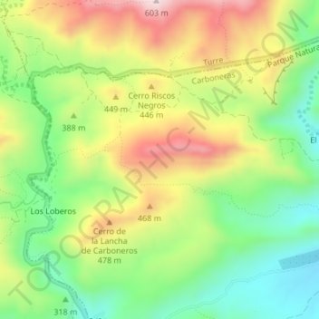Mappa topografica La Serrata, altitudine, rilievo