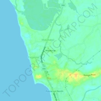Mappa topografica Maralucap, altitudine, rilievo