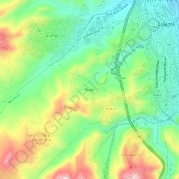 Mappa topografica Muoio, altitudine, rilievo
